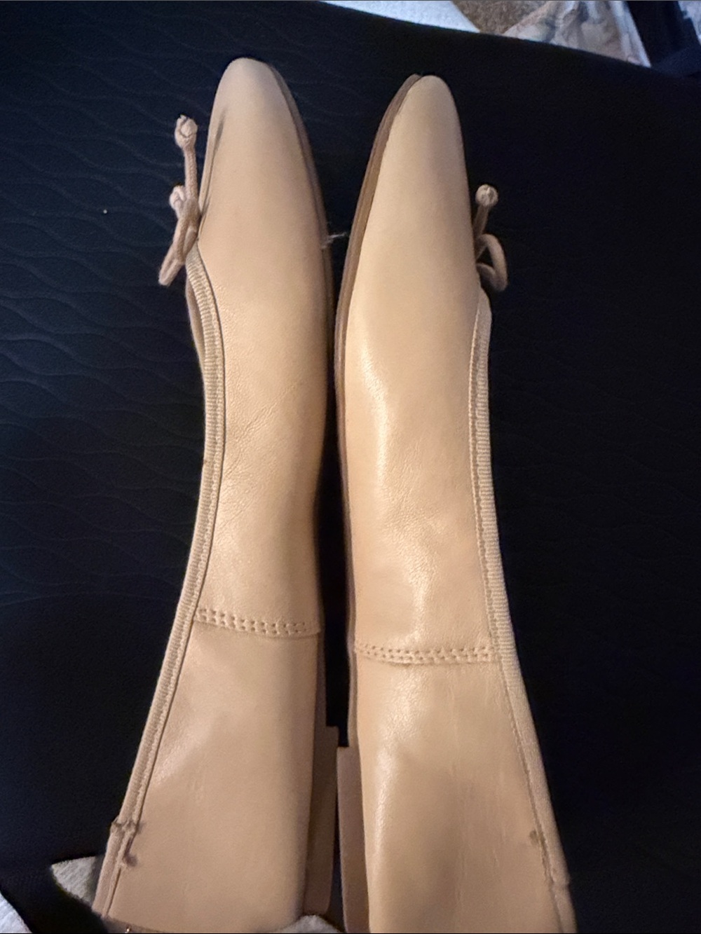 Sam Edelman Beige Leather Ballet Flats with Bow - Picture 5 of 6